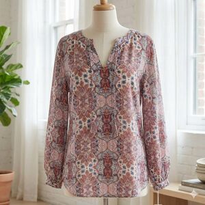 Pink Republic | Paisley Print | 3/4 Sleeve Blouse | Size Large